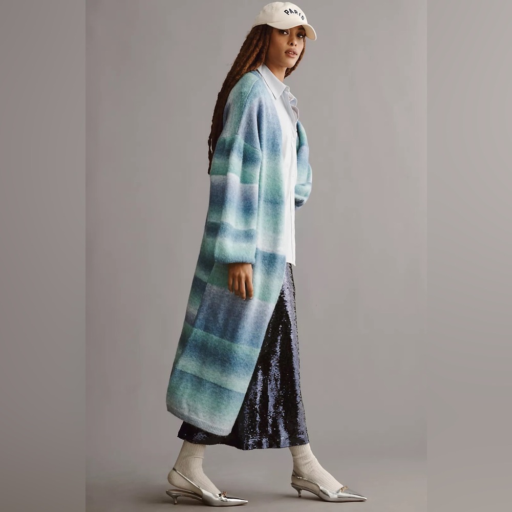 ✨sold✨ANTHROPOLOGIE Cozy Ombre Stripe Duster Sweater - Picture 3 of 7